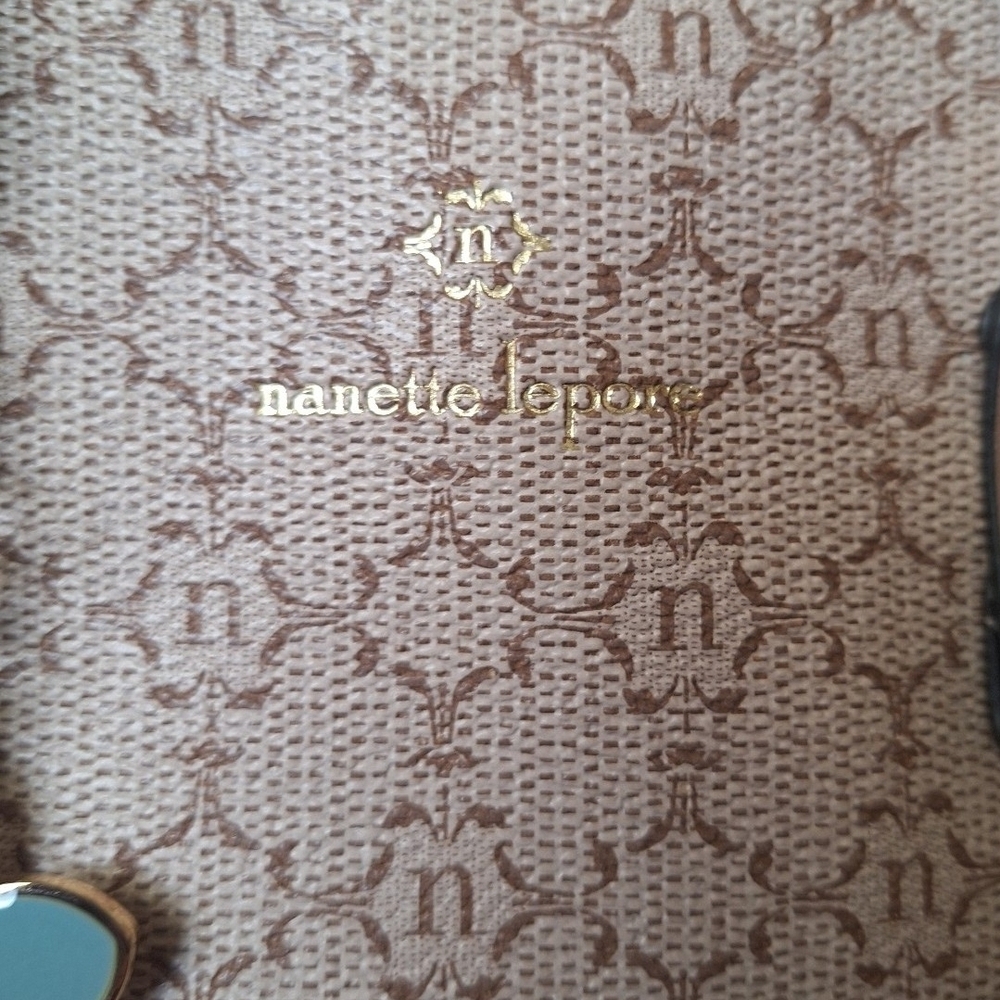 Neutral Monogram Tote Bag with Floral Charm - Picture 3 of 8